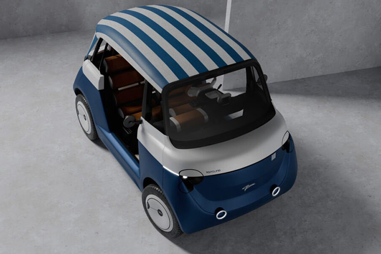 Thân xe đã được thiết kế lại hoàn toàn với phần mặt trước trông hiện đại hơn so với phong cách cổ điển, cản va chạm khắc và đèn LED tròn gợi nhớ đến Fiat 500. Phần bánh xe dạng đĩa và thương hiệu cũng không trang bị cửa cho chiếc xe điện thú vị này.