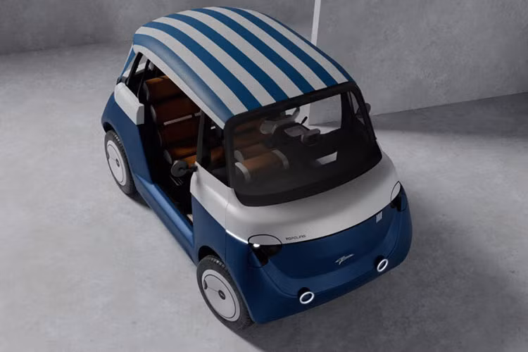 Thân xe đã được thiết kế lại hoàn toàn với phần mặt trước trông hiện đại hơn so với phong cách cổ điển, cản va chạm khắc và đèn LED tròn gợi nhớ đến Fiat 500. Phần bánh xe dạng đĩa và thương hiệu cũng không trang bị cửa cho chiếc xe điện thú vị này.