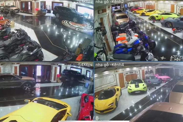 Ngoài ra còn có Ferrari 488 Pista Spider màu đỏ, Aston Martin V8 Vantage màu Lime Essence, Porsche 911 Turbo S màu xám, Morgan Plux Six màu cam cánh gián, 2 chiếc xe Bentley là Mulsanne và Bentayga màu xám-nâu, Lexus LX600 màu đen...