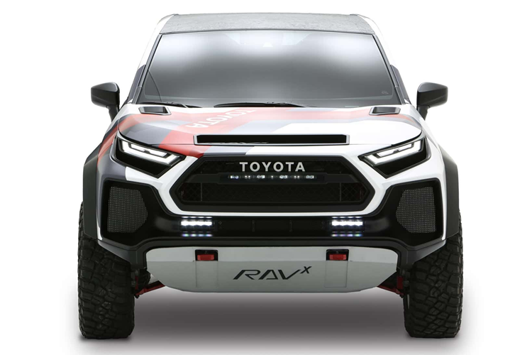 Toyota thiết kế RAV-X Concept theo phong cách góc cạnh, phong trần của Dakar Rally, tăng khoảng sáng gầm xe, khả năng off-road và độ chắc chắn cho chiếc xe vượt địa hình.