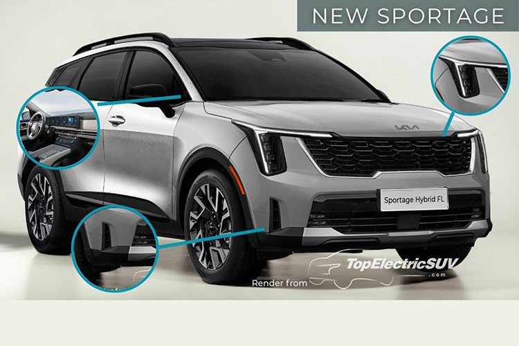 Thay đổi lớn nhất của Sportage 2025 sẽ nằm ở phần đầu xe với dải đèn LED định vị ban ngày thiết kế dạng bản đồ sao tương tự như mẫu Carnival, thay thế cho hình lưỡi liềm trên phiên bản cũ.