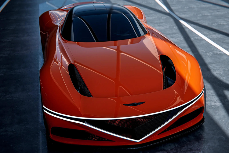 Chiếc GT thể thao thuôn dài và mang màu cam Magma bắt mắt này là một sự thể hiện tuyệt vời cho triết lý thiết kế Athletic Elegance sẽ được Genesis ứng dụng trên các sản phẩm thương mại trong tương lai.