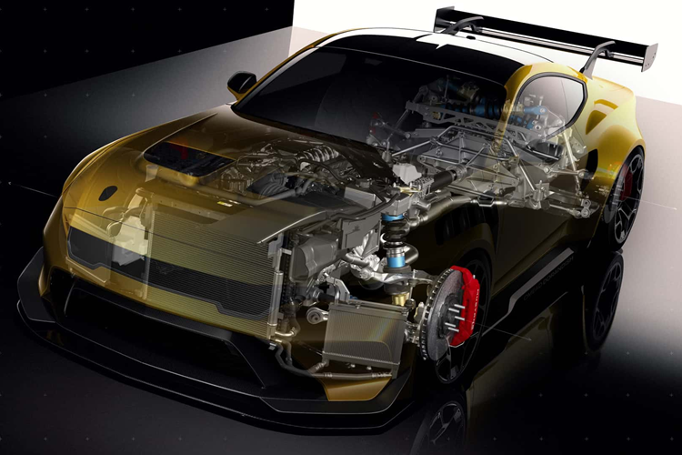 Mẫu xe Ford Mustang GTD 2024 hiệu năng cao mới này được trang bị hệ dẫn động cầu sau kết hợp với hộp số ly hợp kép tám cấp, giúp Mustang đạt tỷ lệ phân bổ trọng lượng 50/50.