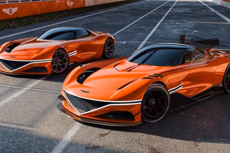 Genesis X Gran Racer Vision GT Concept 2024 mới sở hữu ngoại thất khí động học tối ưu cản trước, ốp hông và cản sau. Cánh gió cỡ lớn lấy cảm hứng từ các mẫu xe đua Le Mans.