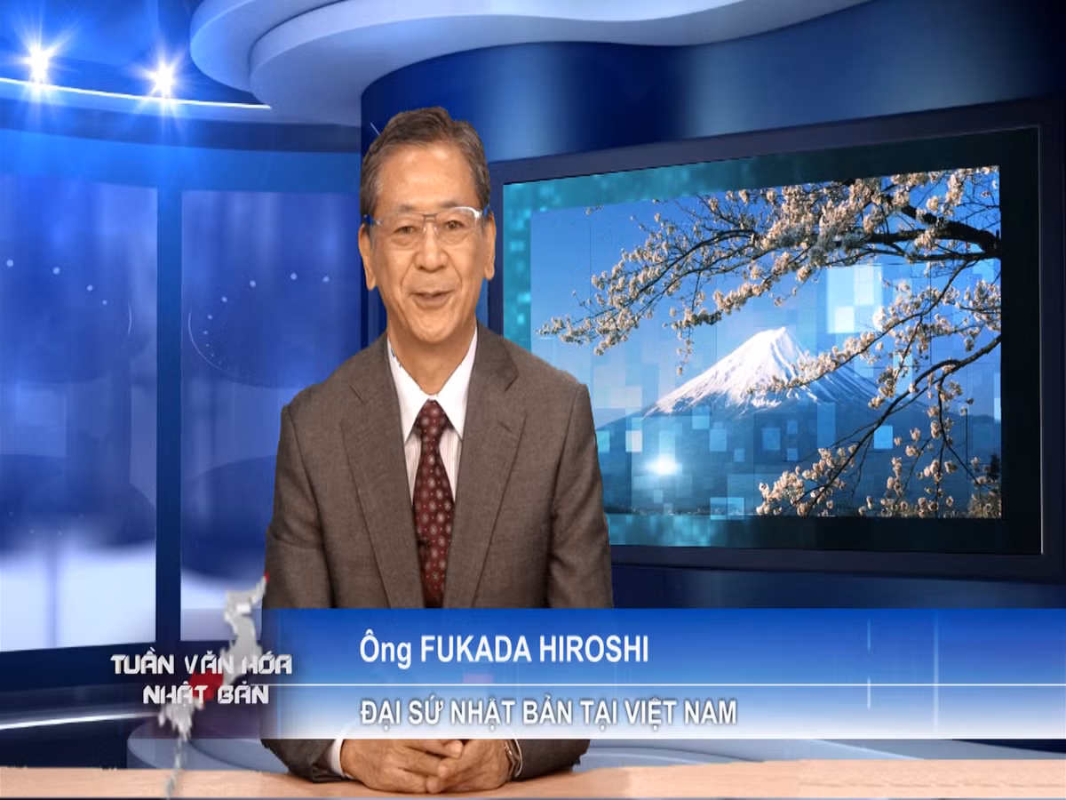 Ngài Fukada Hiroshi - Đại sứ Nhật Bản tại Việt Nam phát biểu chào mừng Tuần văn hóa Nhật Bản trên Truyền hình An Viên