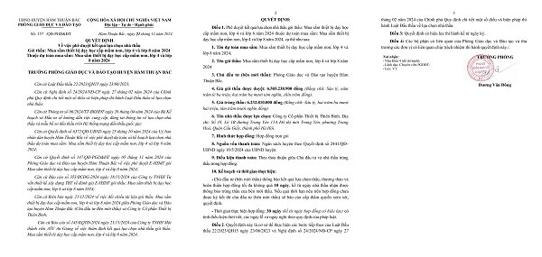 Gói thầu thiết bị giáo dục gần 7 tỷ tại Bình Thuận đã về tay Cty Thiên Bình Goi thau thiet bi giao duc gan 7 ty tai Binh Thuan da ve tay Cty Thien Binh
