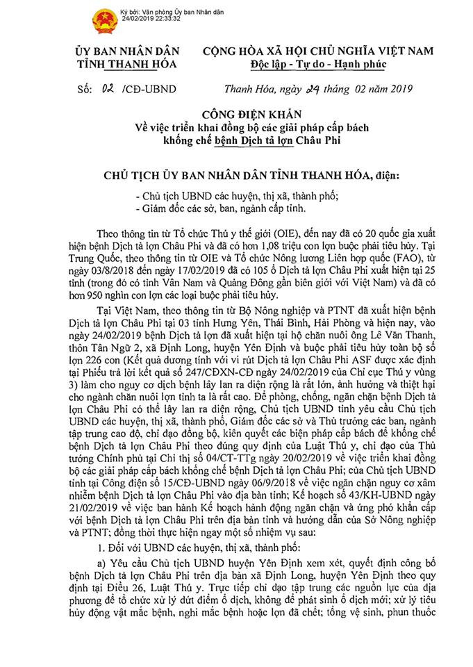 Dich ta lon chau Phi xuat hien o Thanh Hoa: Chu tich tinh ban hanh cong dien khan-Hinh-2