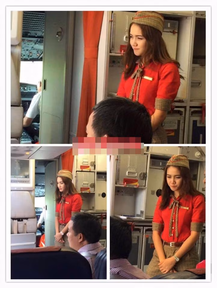 Loạt ảnh về một nữ tiếp viên Vietjet Air có khuôn mặt xinh xắn, nụ cười đáng yêu được chia sẻ trên một fanpage nổi tiếng đang khiến cư dân mạng Việt thích thú, tò mò. Loạt ảnh được một vị hành khách chụp lén trên máy bay nhận hàng nghìn lượt like chỉ sau vài chục phút chia sẻ khiến nhiều bạn trẻ tò mò về danh tính của nữ tiếp viên hàng không xinh đẹp này.