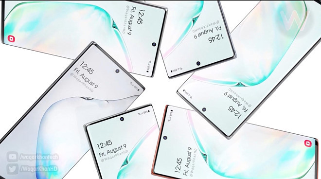 Hình ảnh dựng cũng không cho thấy sự xuất hiện của dải loa đàm thoại. Nhiều tin đồn cho biết Samsung Galaxy Note 10 sẽ sử dụng công nghệ truyền âm thanh qua màn hình.