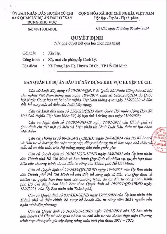 TP HCM: Cong ty duong - dien lien tinh 1 thang trung 5 goi xay lap