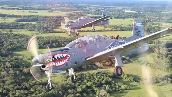 T-27 là biến thể của mẫu máy bay huấn luyện EMB 312 Tucano do hãng Embraer tại Brazil sản xuất, có thể đảm nhận nhiệm vụ chống các nhóm phiến quân. Máy bay EMB 312 có tốc độ tối đa 458 km/h, tầm bay hơn 1.900 km, được trang bị súng 12,7 mm và 7,62 mm, cùng giá treo có thể mang theo rocket và bom.