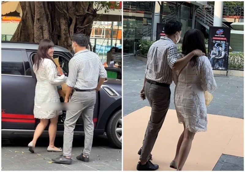 Nam diễn viên ga lăng mở cửa xe cho vợ. Ảnh: Phụ Nữ Pháp Luật.