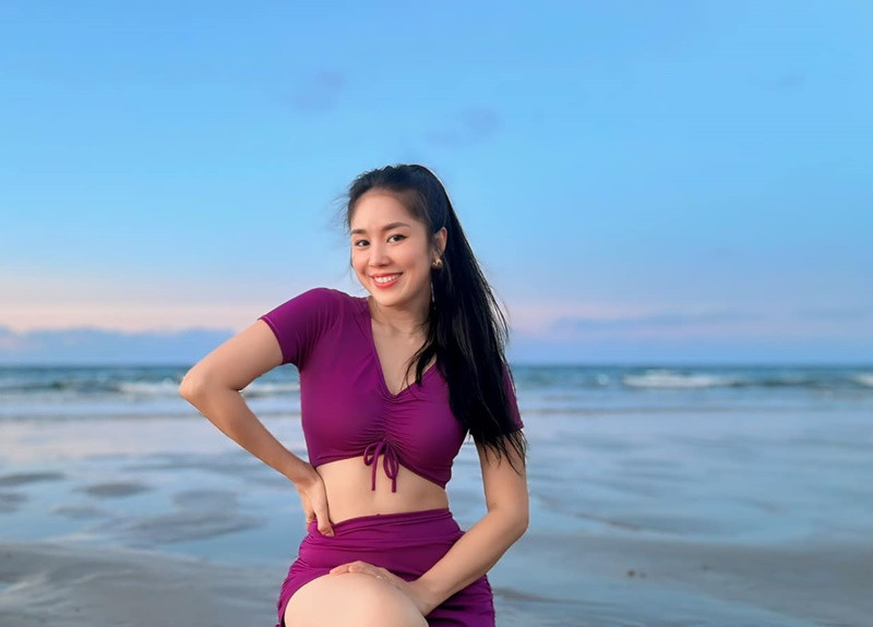 Đây là lần hiếm hoi bà mẹ hai con diện bikini.