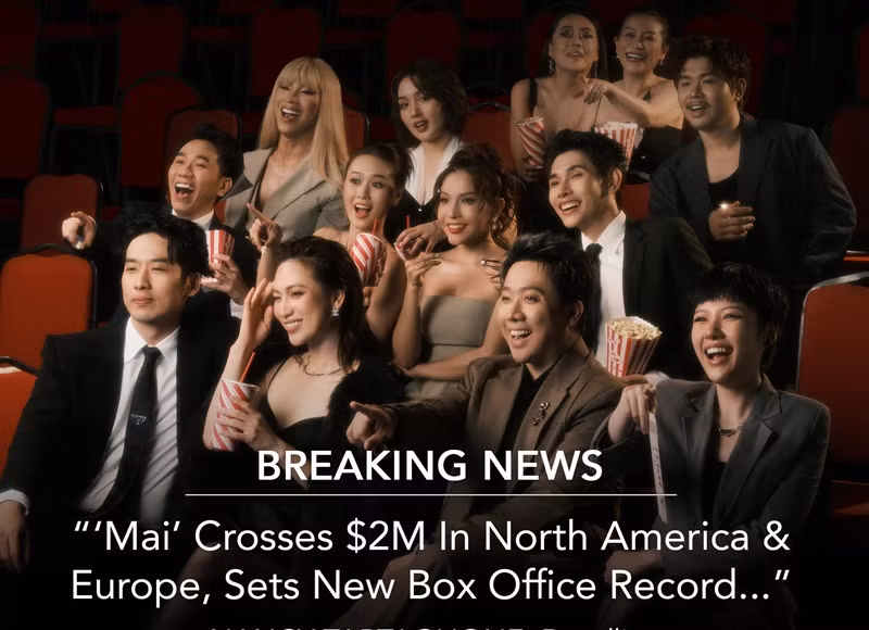 Mai của Trấn Thành còn ra rạp ở Mỹ, Canada, Anh, Đức, CH Czech, Slovakia. Doanh thu trên thị trường quốc tế của phim trên 2 triệu USD (hơn 50 tỷ đồng). Ảnh: FBNV.