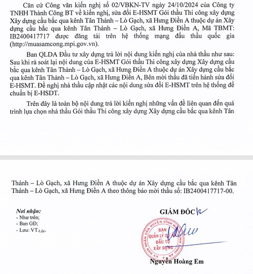 Long An: Nhà thầu kiến nghị loạt tiêu chí tại gói thầu hơn 10 tỷ tại Vĩnh Hưng - Hình 2 Long An: Nha thau kien nghi loat tieu chi tai goi thau hon 10 ty tai Vinh Hung-Hinh-2