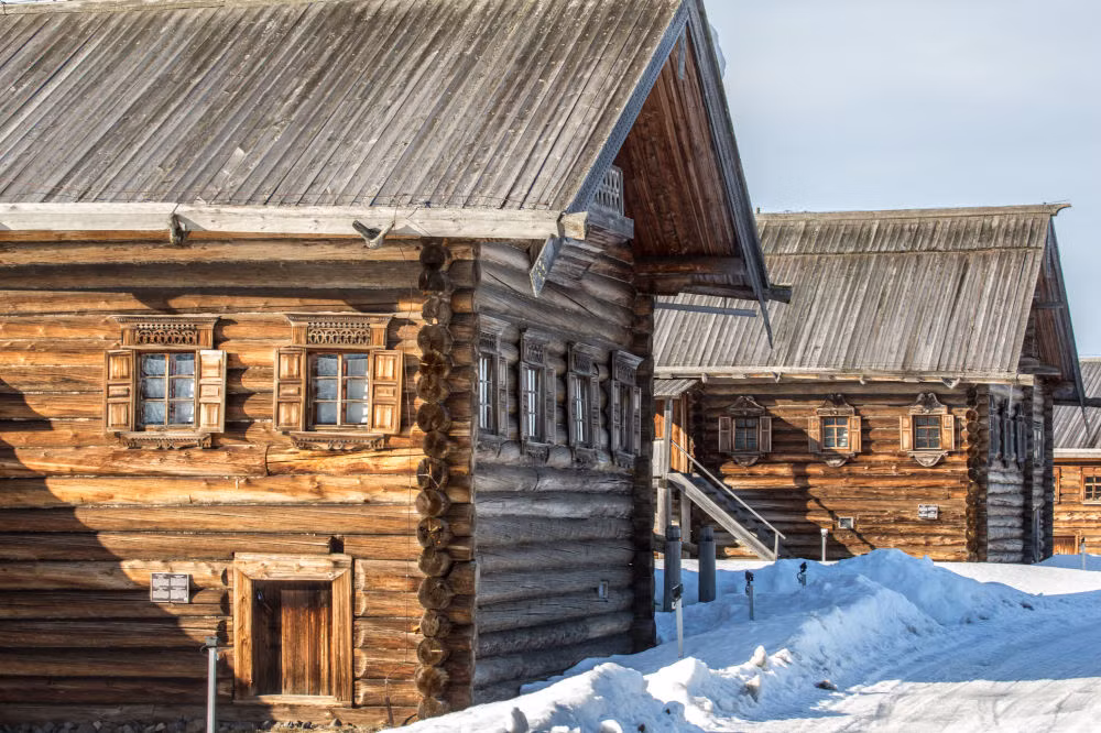 Những ngôi nhà ở phía bắc đảo Kizhi.