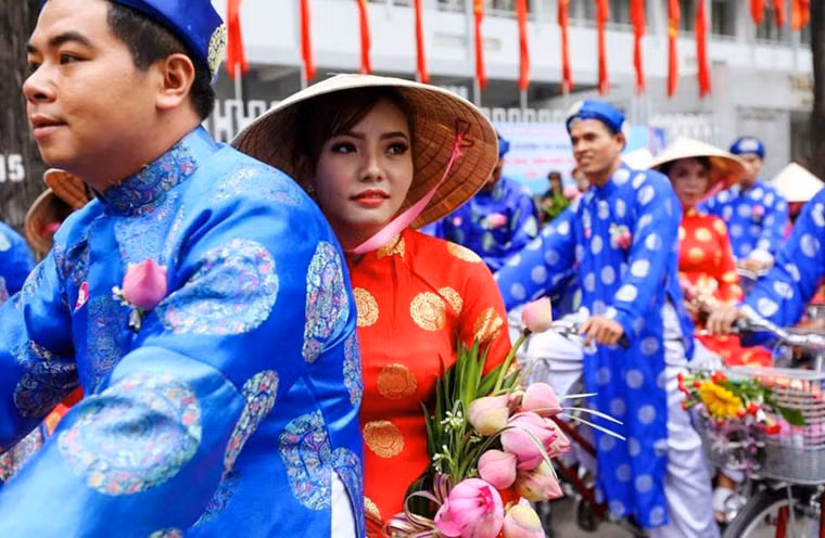 Nét rạng ngời hạnh phúc của các cặp đôi uyên ương trong ngày trọng đại của của đời đúng vào ngày Tết Độc lập của đất nước.