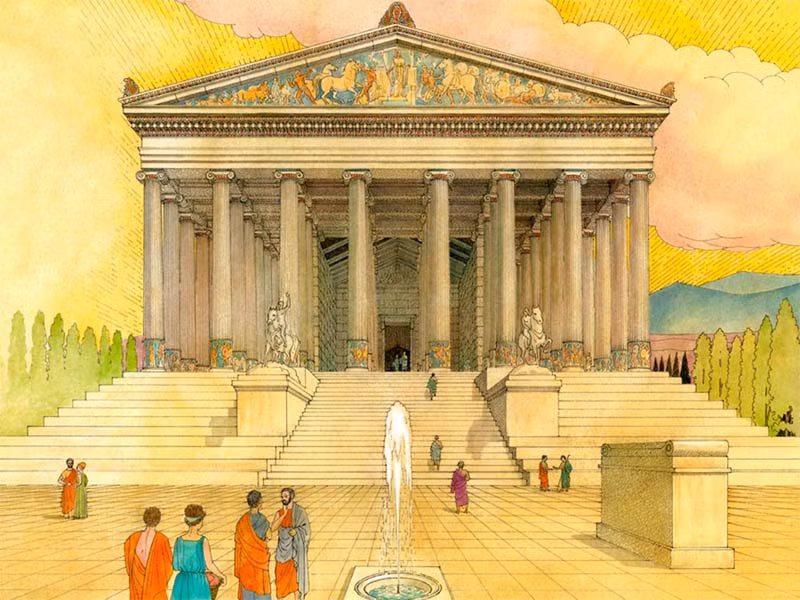 Đền thờ nữ thần Artemis ở Ephesus, Thổ Nhĩ Kỳ được xây dựng vào khoảng năm 550 trước Công nguyên. Kỳ quan này được các nghệ nhân chế tác từ đá cẩm thạch dài 115m, rộng 55m. Công trình có 127 cột đá.