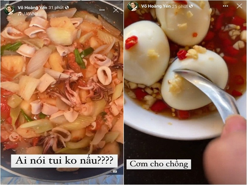 Trong chuyến sang Mỹ lần này, chân dài liên tục khoe tài nấu nướng. Nhiều cư dân mạng không tin Hoàng Yến vào bếp nấu ăn khiến cô khá "tức": "Tui nấu mà mọi người không tin là sao, không hiểu", "Ngộ ghê, tui nấu ăn mà mọi người cười cợt tui".