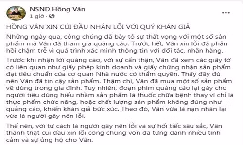 NSND Hong Van cui dau xin loi vi quang cao sai su that-Hinh-2