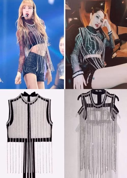 Năm 2019, Kye Nguyễn gây xôn xao khi đặt hàng nhà thiết kế thực hiện lại mẫu áo Lisa (BLACKPINK) từng mặc để Bảo Anh làm trang phục trình diễn. Ảnh: Vietnamnet