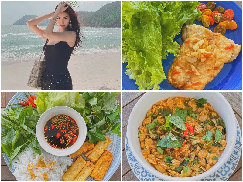 Hoa khôi Lan Khuê khoe thành quả nấu nướng cho gia đình.