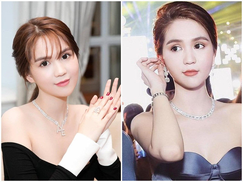 Vị tỷ phú tặng Ngọc Trinh nhiều món quà đắt tiền như bộ trang sức kim cương được đặt thiết kế riêng với chữ AYE (viết tắt Anh yêu em), một bộ trang sức kim cương bao gồm hoa tai, vòng cổ, đồng hồ. Trong chuyến đi Mỹ hồi cuối năm 2016, Ngọc Trinh khoe sắm hàng loạt món đồ đắt đỏ được cho là Hoàng Kiều tặng. Ảnh: Khám phá