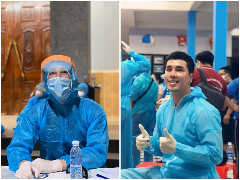 Khi đọc được chia sẻ của MC Quỳnh Hoa trên trang cá nhân, người mẫu, diễn viên Hoàng Phi Kha nhanh chóng đăng ký tham gia làm tình nguyện viên chống dịch ở TP HCM. Nhiệm vụ chính của anh là hướng dẫn người dân xếp hàng và tạo khoảng cách an toàn, đọc tên người dân đến lượt vào xét nghiệm và ghi chép tên.