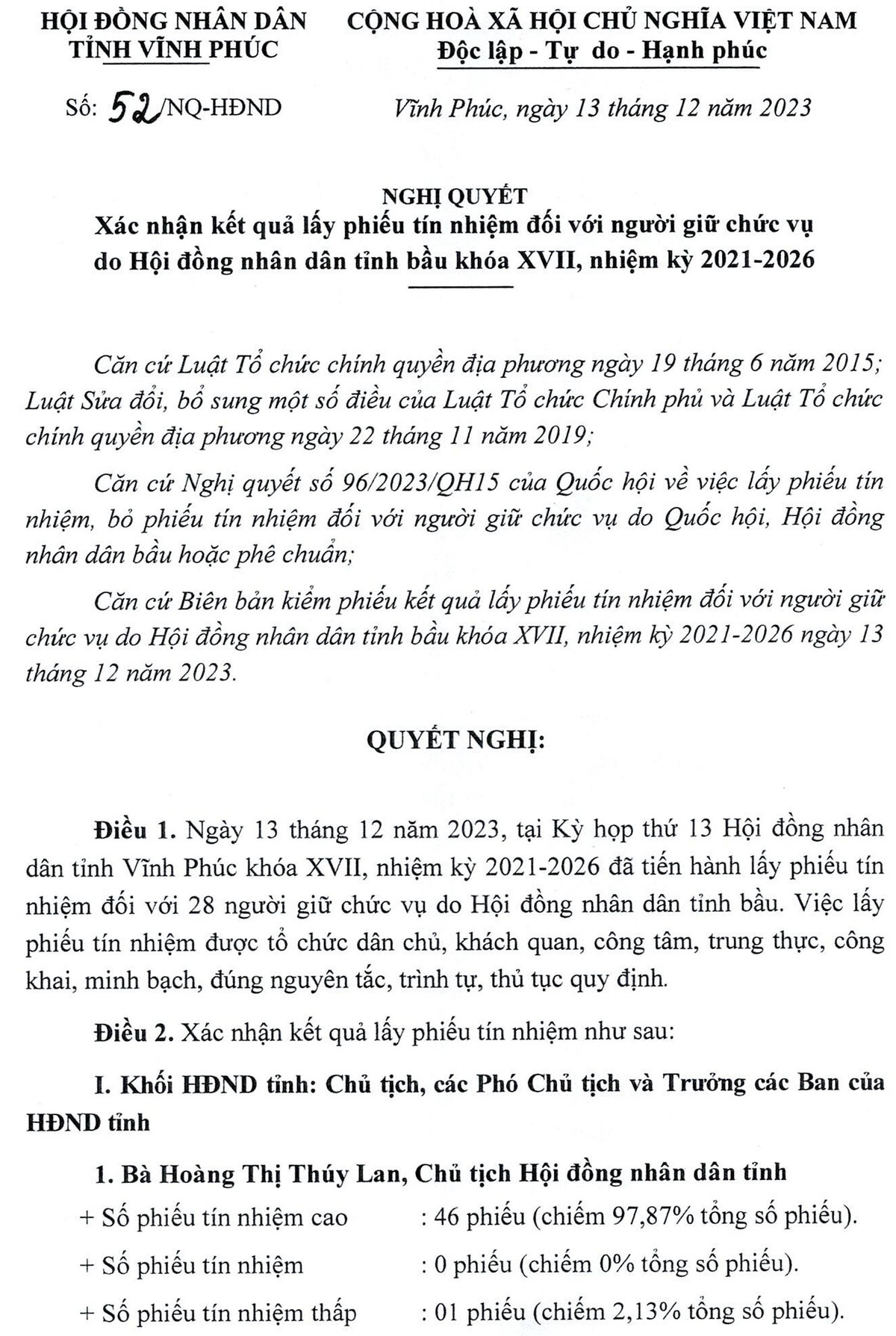 Chu tich UBND tinh Vinh Phuc co so phieu tin nhiem thap tren 50%-Hinh-2
