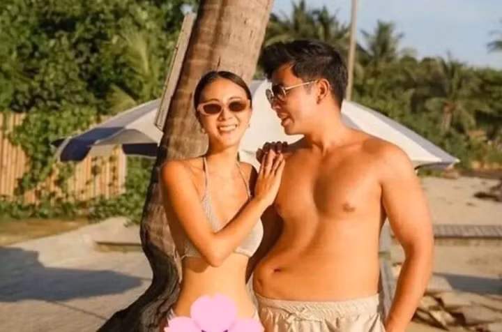 Nhờ bàn tay chỉnh sửa của bạn gái mà anh chàng vô tình có thêm "cục u" ở bụng.