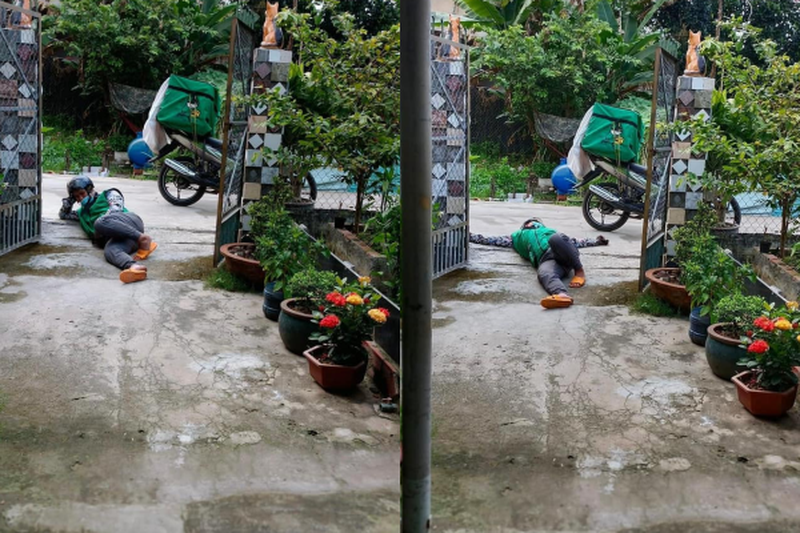 Một ngày gặp nữ khách hàng được mệnh danh “nữ hoàng mua đồ online” anh shipper nhiệt tình nằm luôn tại cổng nhà để chờ có đơn giao cho tiện.