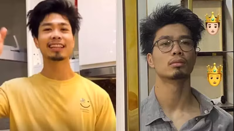 Theo đó chàng cầu thủ xứ Nghệ để râu, vùng quanh mắt lộ rõ quầng thâm và làn da đen sạm vì tính chất công việc, thường phải thi đấu dưới nắng nóng.