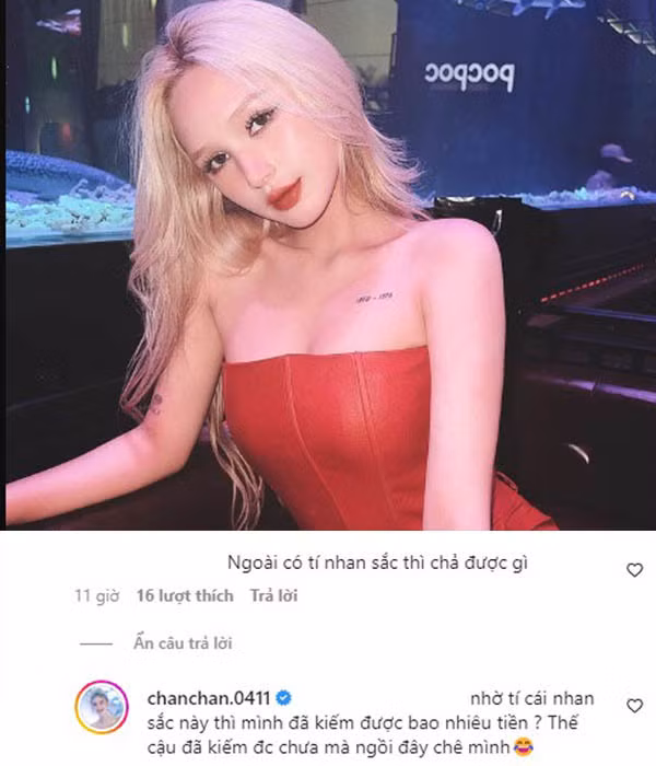 Mới đây, hot girl Sài thành đã khoe một loạt những bức hình xinh đẹp trên trang cá nhân của mình. Sẽ chẳng có gì đáng nói nếu không có một bình luận ác ý về nhan sắc của Xoài Non khiến cô nàng "nổi đóa". Cụ thể người này bình luận: "Ngoài có tí nhan sắc thì chả được gì".