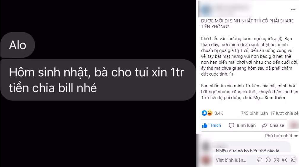 Mới đây, một cô gái chia sẻ về câu chuyện chia tiền ăn đi sinh nhật của mình. Ngay sau bài đăng, một loạt những ý kiến trái chiều đã xảy ra, bài viết thu hút về hàng nghìn lượt bình luận.