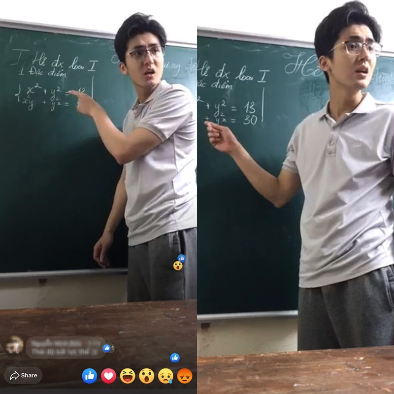 Thầy giáo dạy toán "cục súc" này có một cái tên khá đặc biệt là Nhữ Ngọc Nguyên Trực (27 tuổi). Chỉ bằng một đoạn clip livestream dài khoảng 1 phút, Nguyên Trực đã thu về một lượng lớn “fan cứng” và netizen rầm rộ truy tìm “in4” để xin theo học.