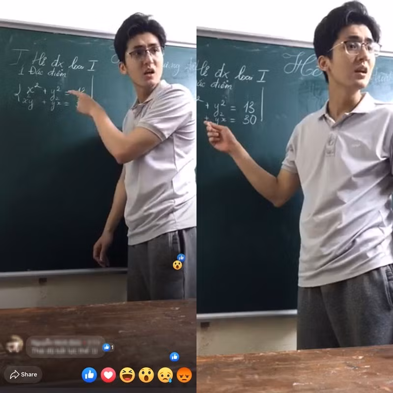 Thầy giáo dạy toán "cục súc" này có một cái tên khá đặc biệt là Nhữ Ngọc Nguyên Trực (27 tuổi). Chỉ bằng một đoạn clip livestream dài khoảng 1 phút, Nguyên Trực đã thu về một lượng lớn “fan cứng” và netizen rầm rộ truy tìm “in4” để xin theo học.