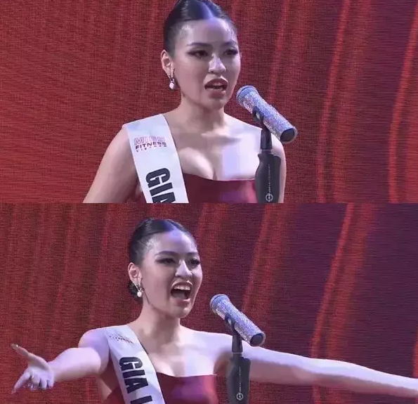 Cô còn lộ body nần nẫn khác xa trên mạng khi trình diễn trong vòng bán kết Hoa hậu Thể thao.