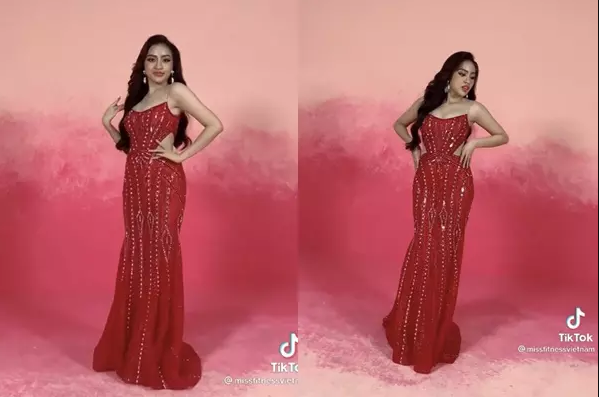 Hơn thế nữa lớp makeup, làm tóc già chát cộng với chiếc váy ôm sát có thiết kế khá sến, lỗi thời đã tố cáo thân hình thừa cân của cô.