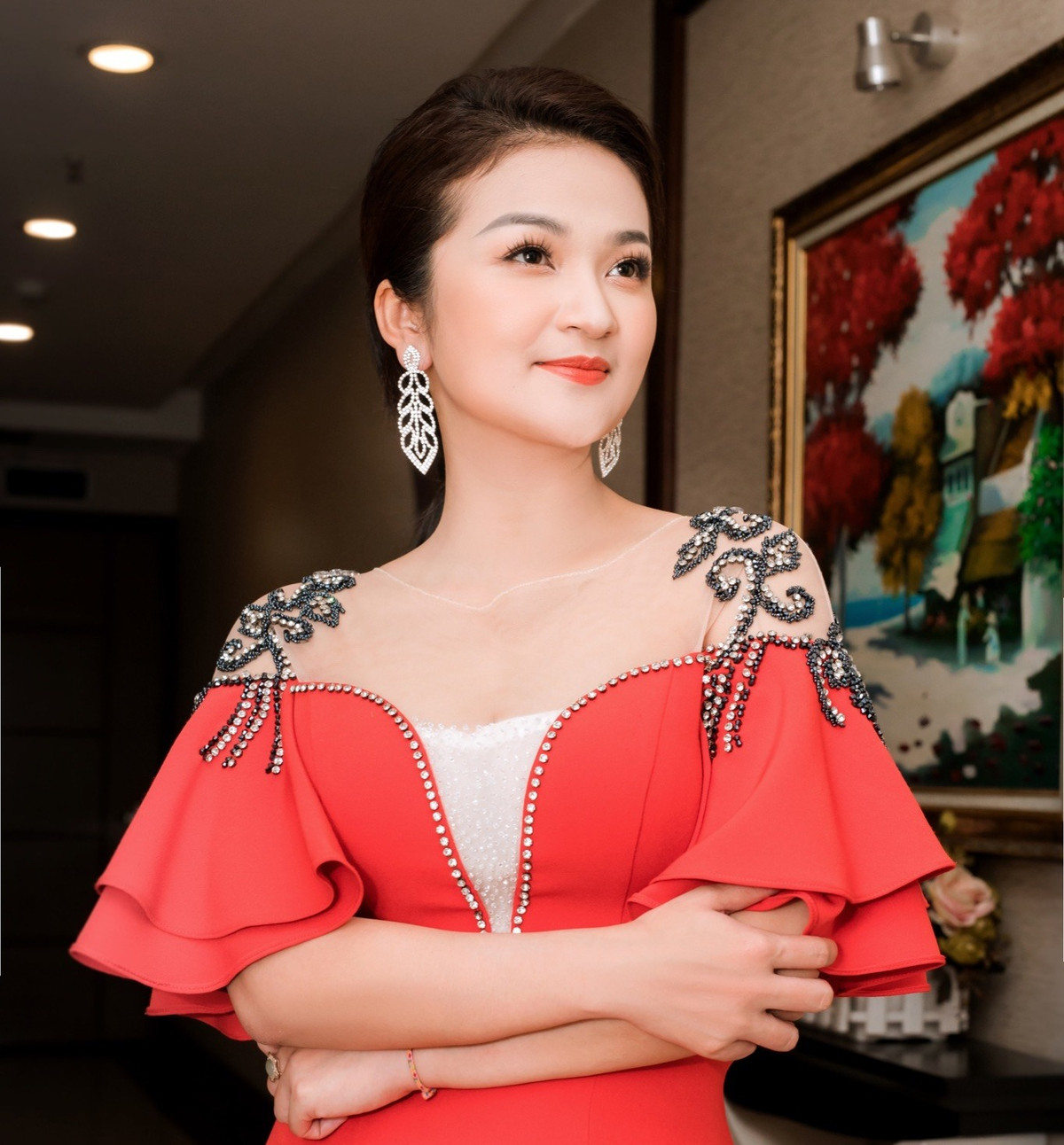 Nhan sắc của Đỗ Tố Hoa cũng vô cùng nổi bật ở mọi khoảnh khắc. Ảnh: FBNV