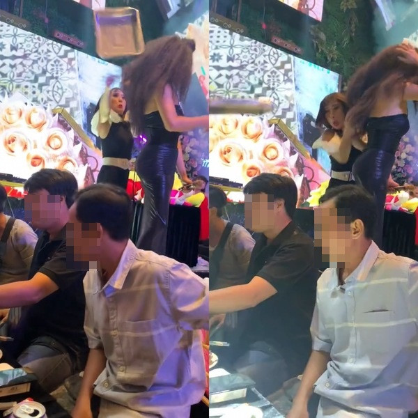 Trong đoạn clip, một nhân viên của nhà hàng đang cầm trên tay một chiếc mâm múa rất hăng say, bên dưới là vài bàn thực khách đang ngồi ăn uống.