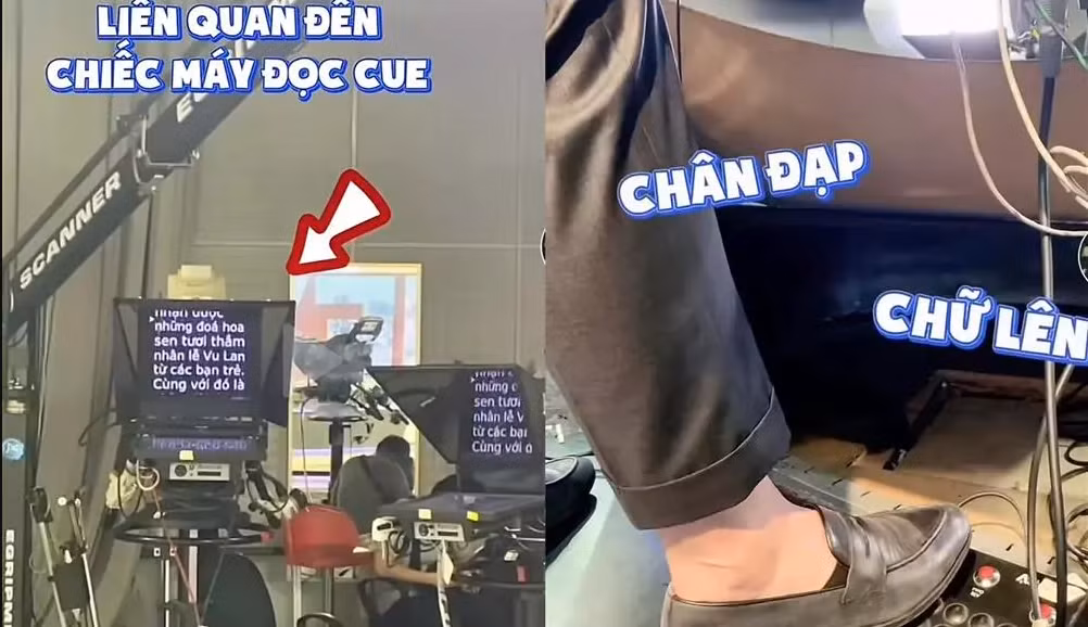 Nguyên nhân khiến MC VTV sợ bị chuột rút mỗi khi lên sóng là vì liên quan đến chiếc máy nhắc chữ (hay thường gọi là máy đọc cue). Đây là trợ thủ đắc lực giúp các MC, biên tập viên đài truyền hình đọc lưu loát mà không cần học thuộc lòng, hay cầm văn bản trên tay. Ảnh: Chụp màn hình