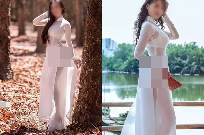 Hình ảnh mặc áo dài phản cảm đã bị cư dân mạng lên tiếng phản đối kịch liệt về cách ăn mặc quá táo bạo của cô gái này vì nó hoàn toàn đi ngược với thuần phong mỹ tục của người Việt Nam.