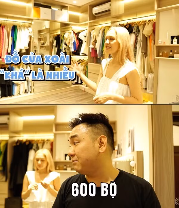 Trong video, người hâm mộ không khó bắt gặp những thương hiệu đắt đỏ như: Chanel, Gucci, YSL, Burberry,.. trên kệ đồ nhà Xoài Non.