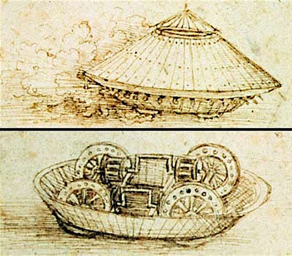 Nhìn bên ngoài, xe tăng do da Vinci thiết kế có hình dáng khá giống một con rùa và đĩa bay. Nhiều thế kỷ sau, xe tăng mới xuất hiện trên chiến trường và dần trở nên phổ biến trong quân đội các nước, được sử dụng rộng rãi đến tận ngày nay.