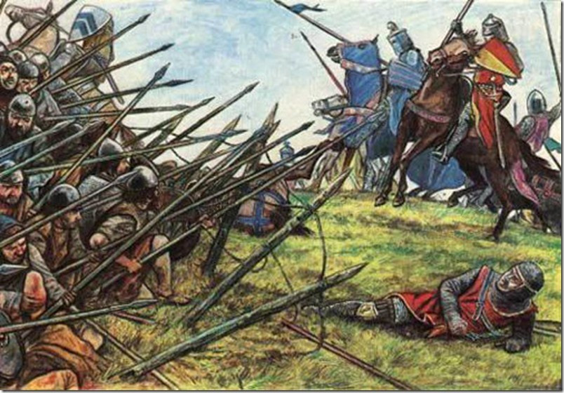 Khi giao chiến, binh lính cầm trường thương tấn công vào ngựa chiến hoặc hiệp sĩ khi họ cưỡi ngựa. Không ít hiệp sĩ bị đánh bại và tử trận vì vũ khí này.