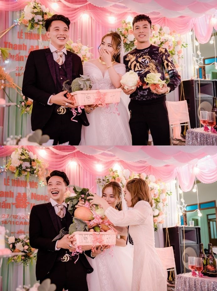 Màn tặng quà toàn rau củ quả này khiến chú rể không thể nhịn cười với sự lầy lội của hội bạn thân.