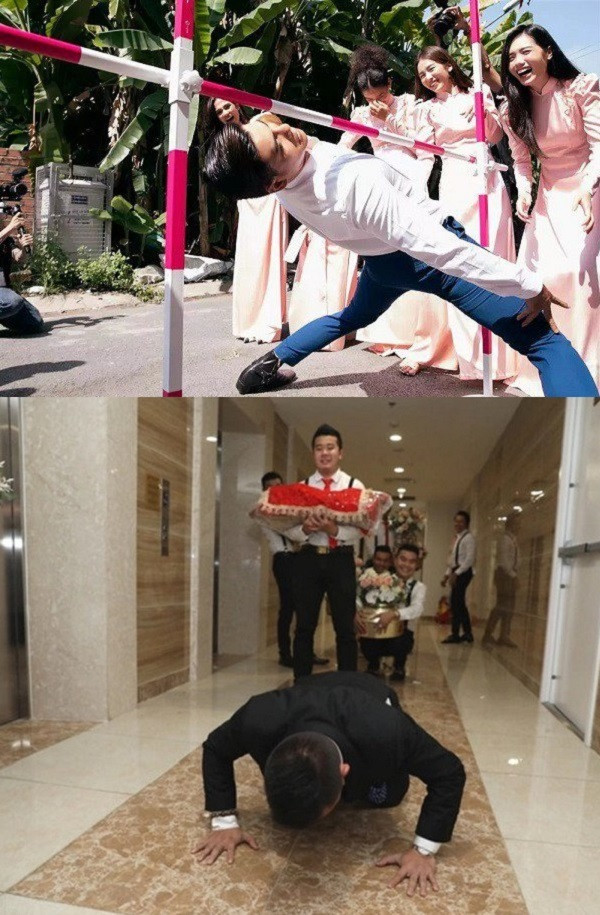 Vậy là dù đang mặc vest chỉnh tề, chú rể vẫn phải xắn tay áo vào thực hiện nhiệm vụ. Dù có chút mệt nhưng việc này cũng đem lại nhiều cung bậc cảm xúc cho cô dâu chú rể trong ngày trọng đại.