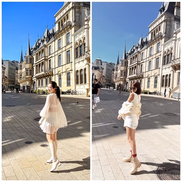 Ở mỗi địa điểm dừng chân cả hai lại cùng nhau ghi lại những hình ảnh vô cùng lộng lẫy. Ảnh: FB Chu Phương Linh