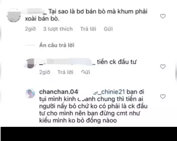 Cụ thể, một tài khoản đã khẳng định Xoài Non lấy tiền của chồng để kinh doanh chứ không phải bỏ tiền túi.