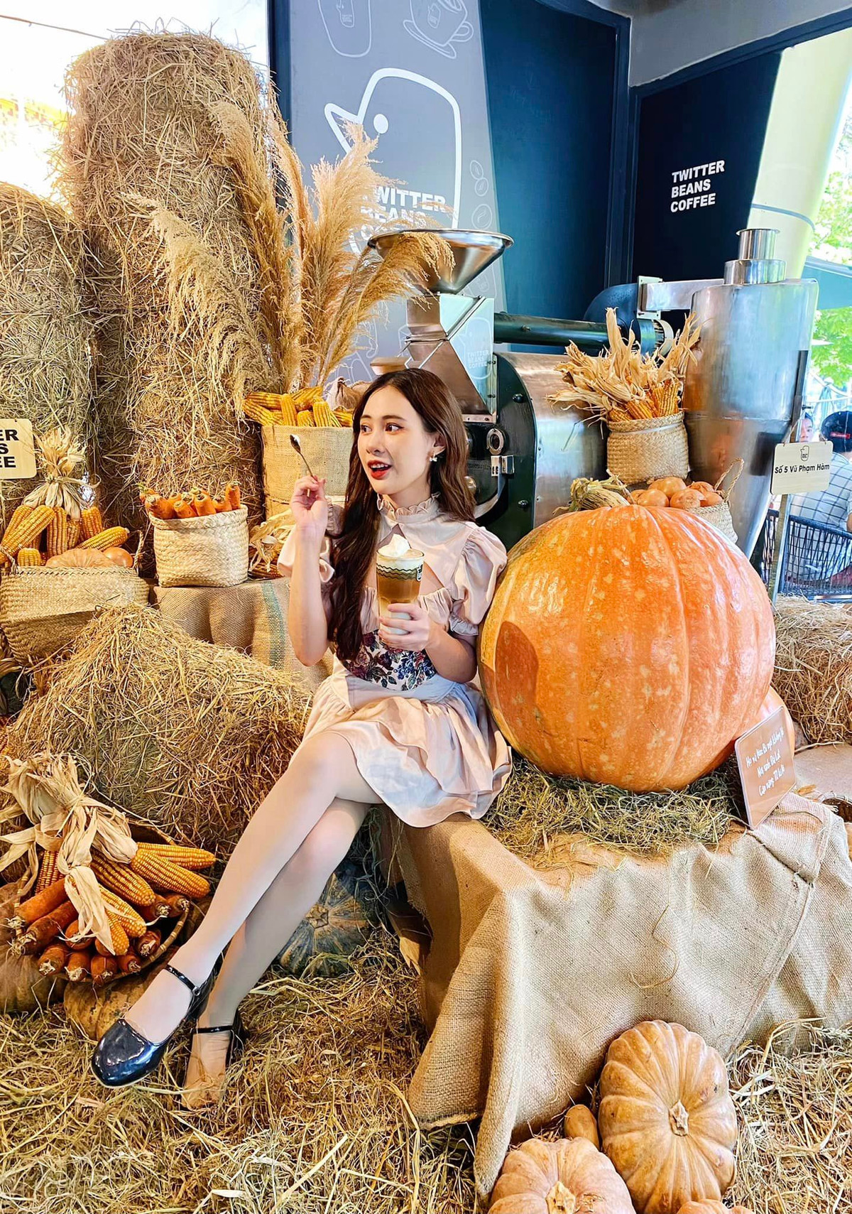 Đặc biệt hơn quả bí này là hàng thật xách tay từ Đà Lạt về lại càng khiến cho nhiều bạn trẻ tò mò và thích thú. Địa chỉ: 5 Vũ Phạm Hàm, P. Yên Hòa, Quận Cầu Giấy. Ảnh: Phạm Hồng Vân Anh